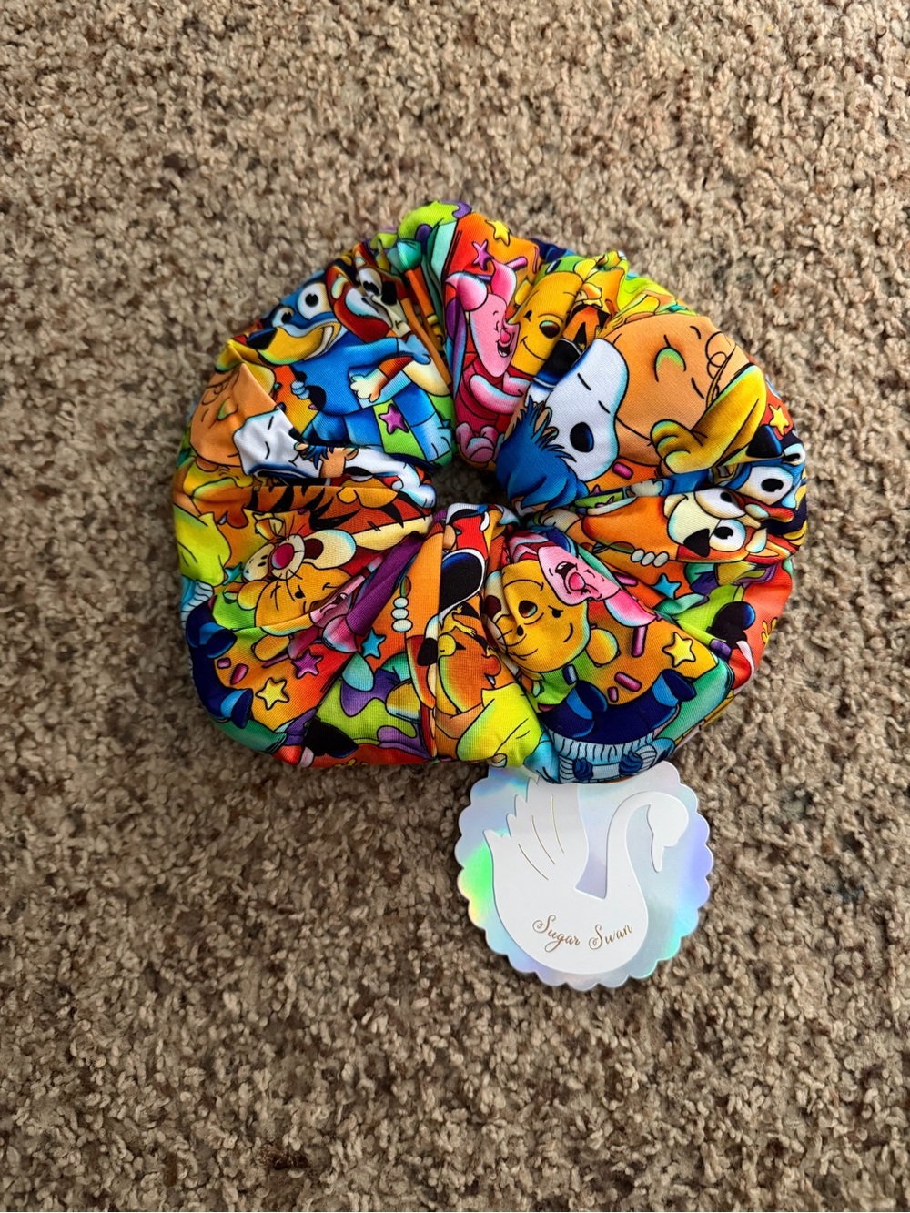 Sugar Swan Multicolor Cartoon Print Hair Scrunchie